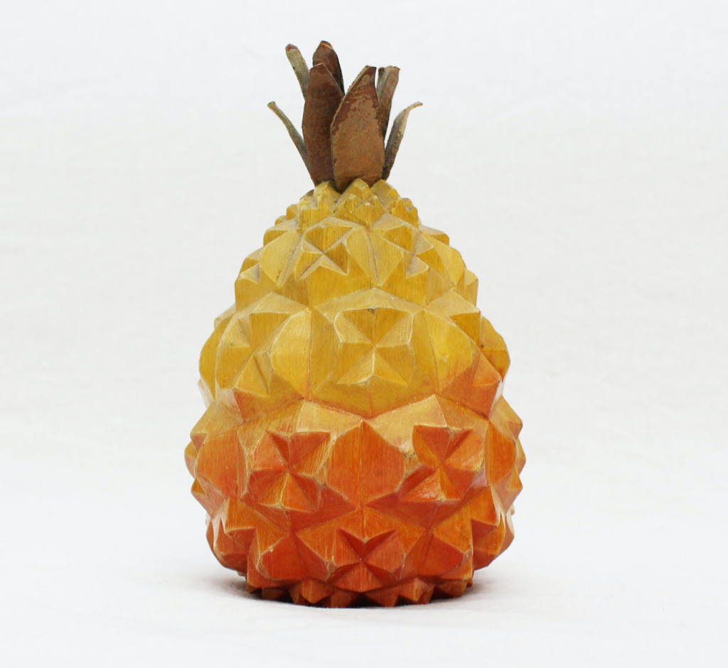 Carved Wood Pineapple Sculpture